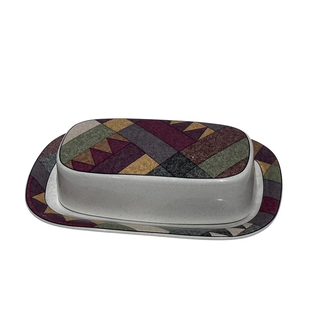 Studio Nova Palm Desert Butter Dish Lid Nancy Green Geometric Y2216 Stoneware